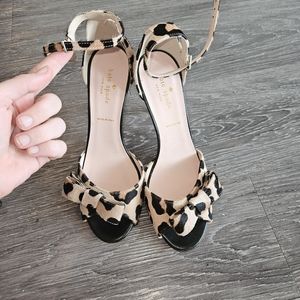 Kate SpadeNew York ismay Leopard Print open toe heel with bow